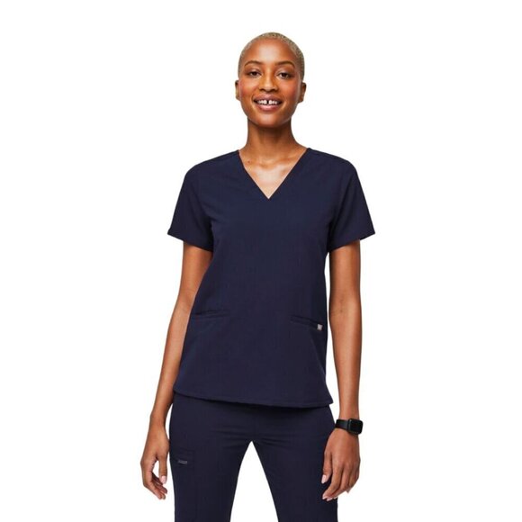 Figs Scrubs Top Womens SZ XS Navy Technical Collections Two Front Pockets Nurse - Picture 3 of 16
